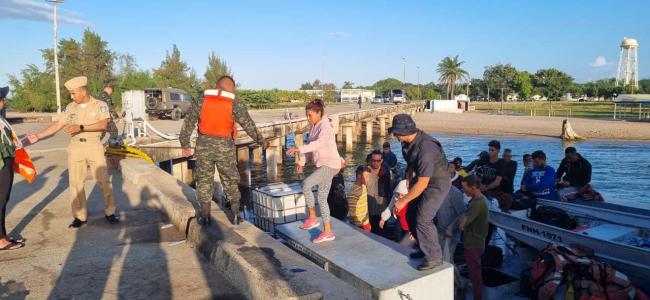 Balseros cubanos que llegaron a Honduras.