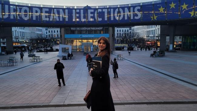 La activista cubana Carolina Barrero en el Parlamento Europeo.