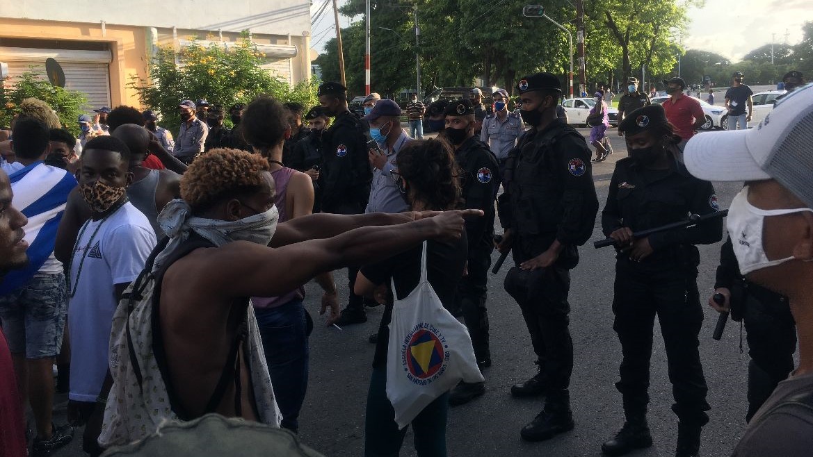 Manifestantes del 11J en La Habana.