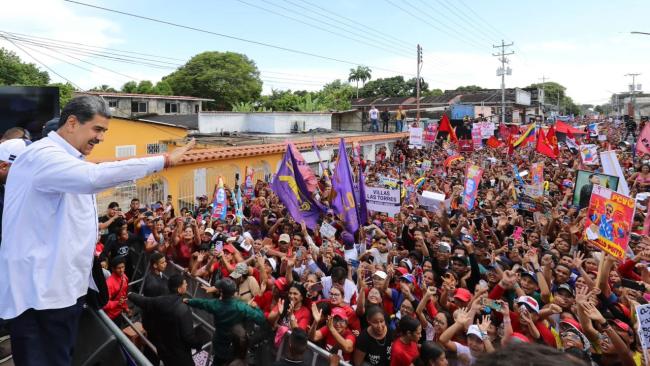 Nicolás Maduro durante el acto en Maturín, Monegas.