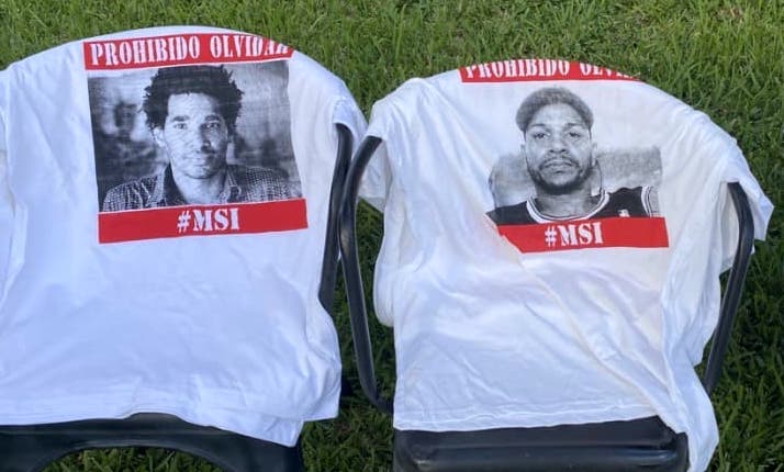 Imágenes de Otero Alcántara y Maykel Osorbo en camisetas.