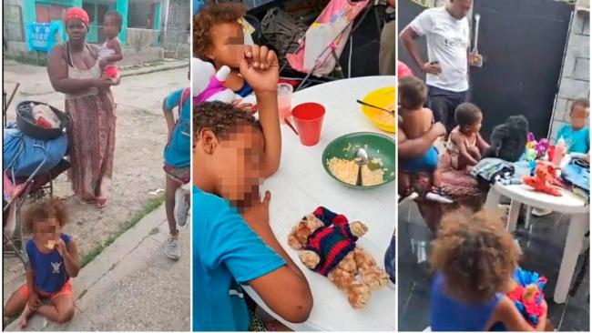 Madre con niños acuden al humorista Limay Blanco para pedir ayuda.