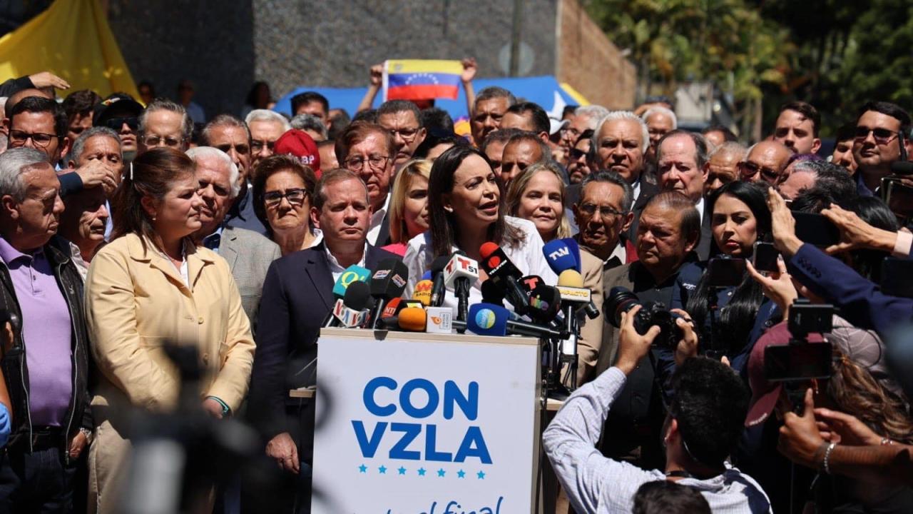 María Corina Machado durante un acto político.